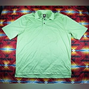 Foot Joy FJ Golf Polo Shirt Mens Size XL Short Sleeve Green Stripe Golf Outdoor